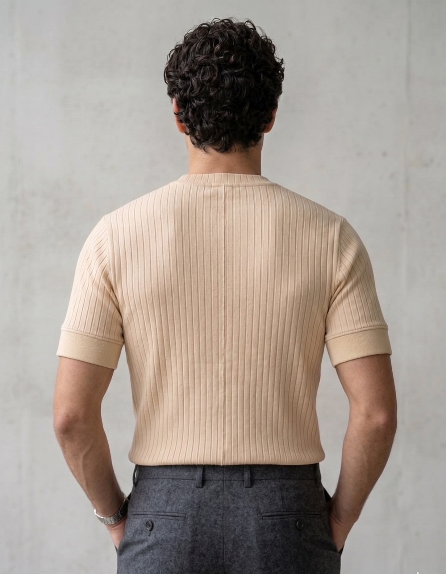 beige drop needle tee