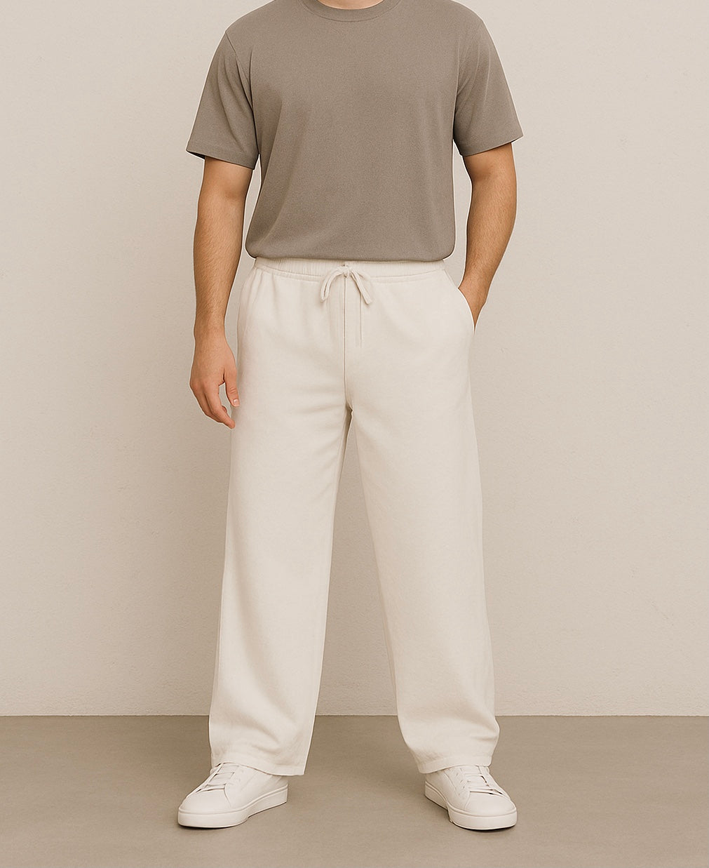 Unisex | White Baggy trouser