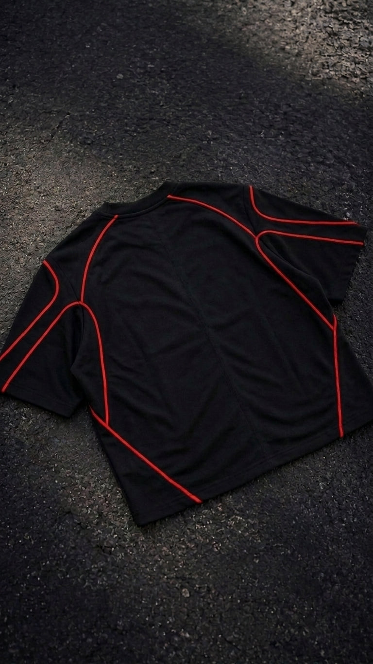 Oversized red piping shirt