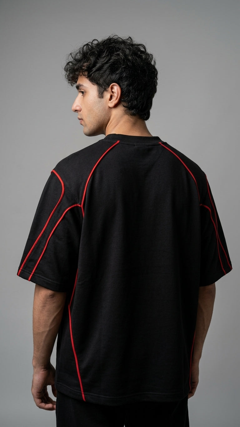 Oversized red piping shirt