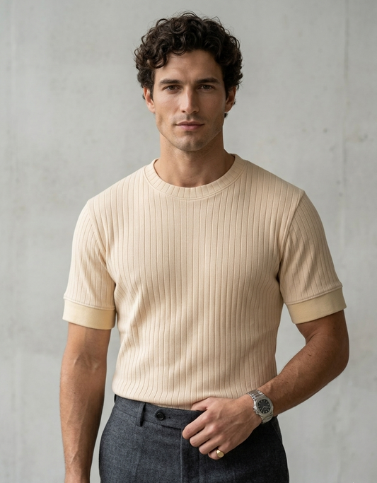 beige drop needle tee