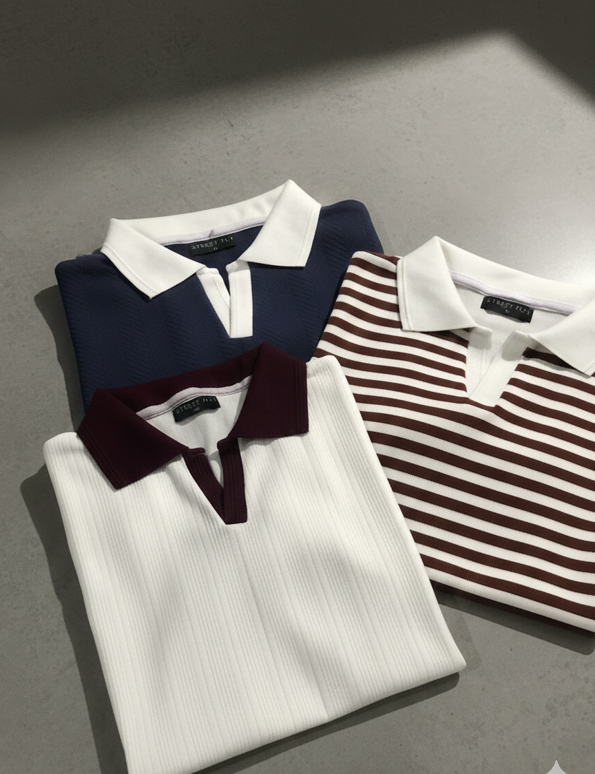 pack of three drop needle polo