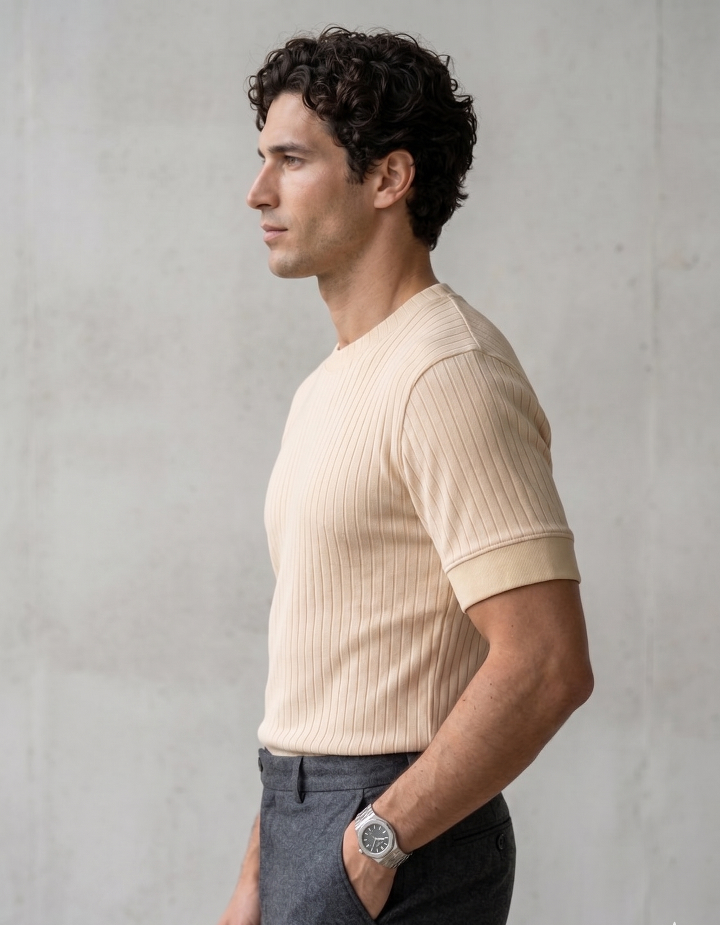 beige drop needle tee