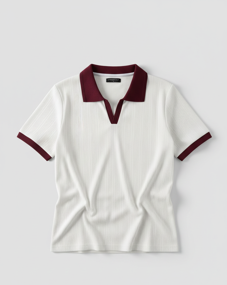 White Drop needle contrast polo