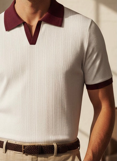 White Drop needle contrast polo