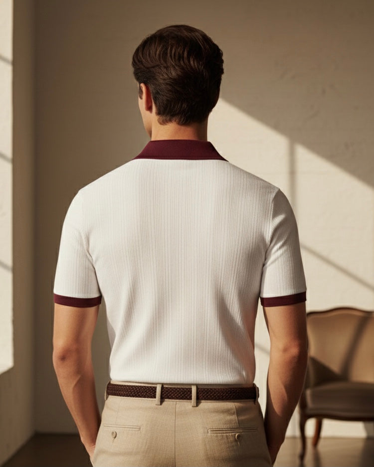White Drop needle contrast polo